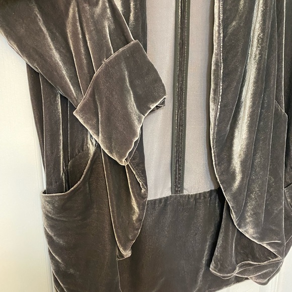 Wilfred Velvet Open Front Jacket 0 grey Viscose Silk 3/4 rolled sleeves career - Picture 6 of 16